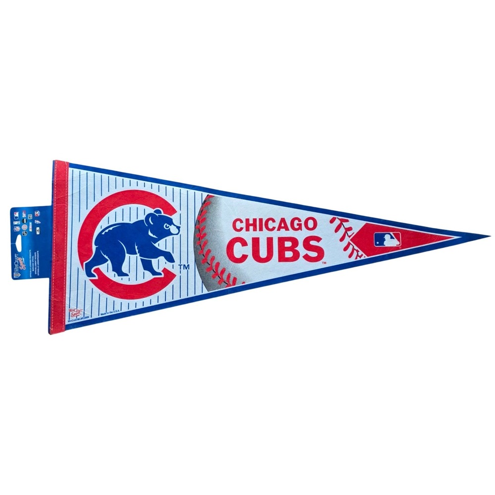 WinCraft Chicago Cubs MLB Baseball Pennant Walking Bear Logo Blue Red 2009 NOS